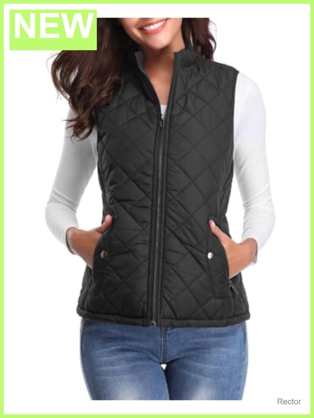 Women's Quilted Puffer Vest Lightweight Zip Stand Collar Gilet